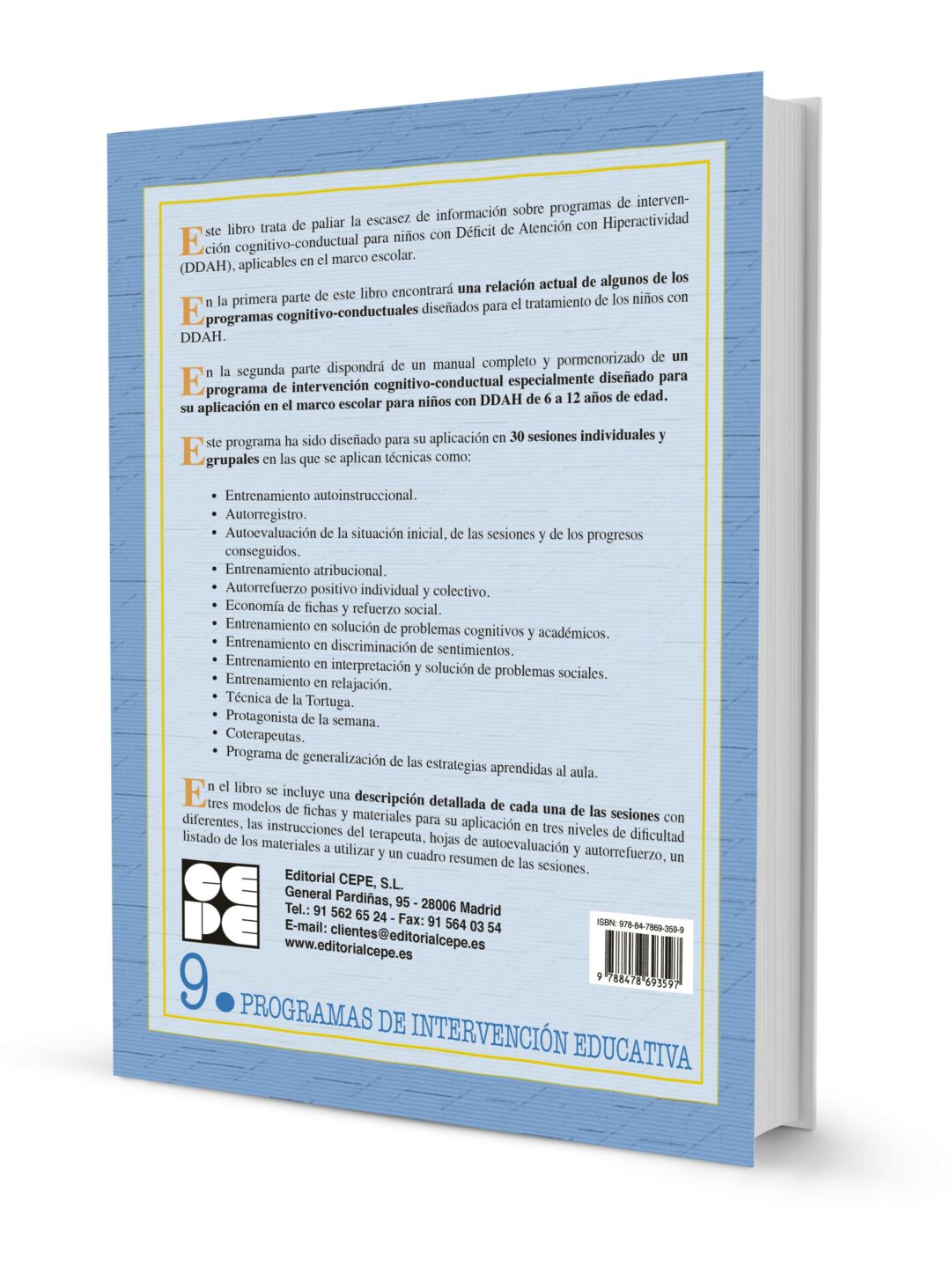 Programas de intervención cognitivo conductual para niños con deficit de atencion con hiperactividad