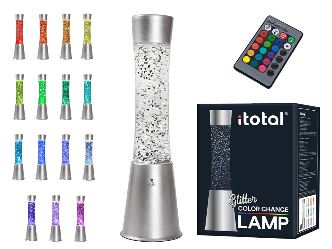 Lámpara de lava glitter multicolor con mando i total